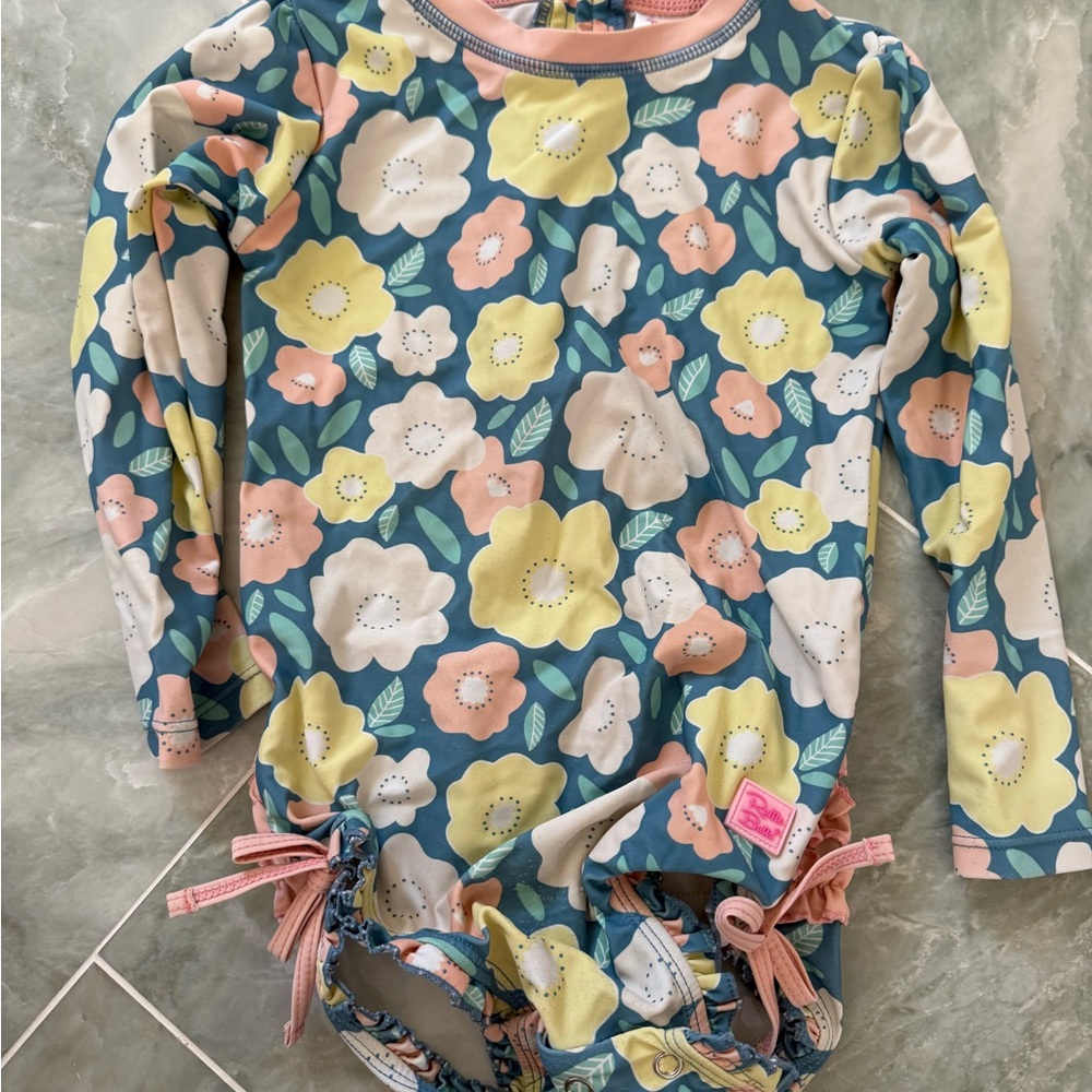 Two Ruffle Butts Floral Kids Rashguard - Picture 4 of 5